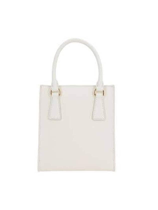 Triangle Logo Saffiano Leather Tote Bag White - PRADA - BALAAN 3