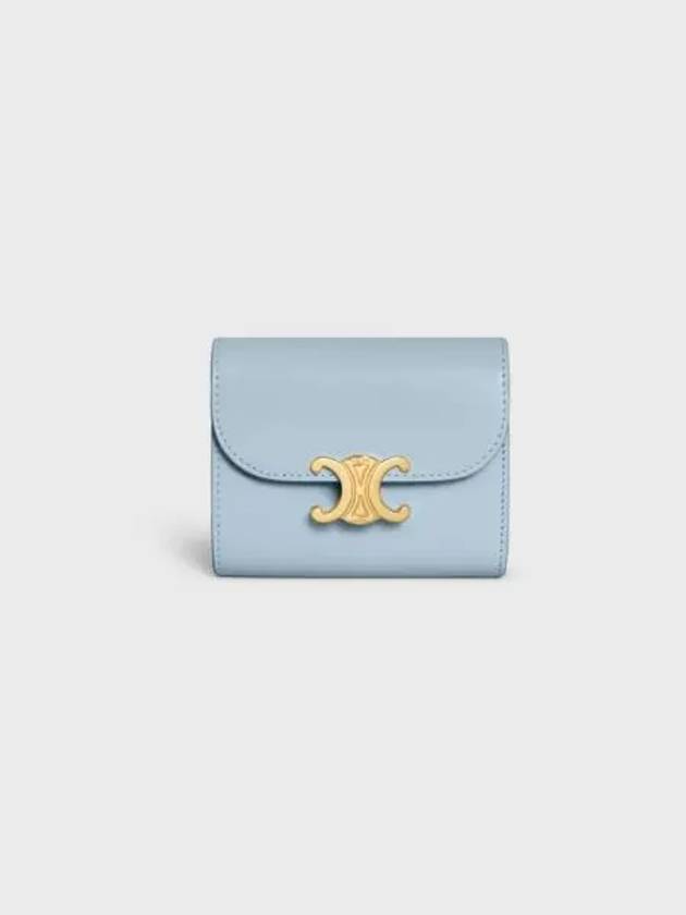 Shiny Triomphe Small Calfskin Half Wallet Light Blue - CELINE - BALAAN 2