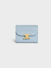 Triomphe Small Shiny Calfskin Half Wallet Light Blue - CELINE - BALAAN 1