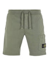 Cotton Fleece Cargo Bermuda Shorts Musk Green - STONE ISLAND - BALAAN 2