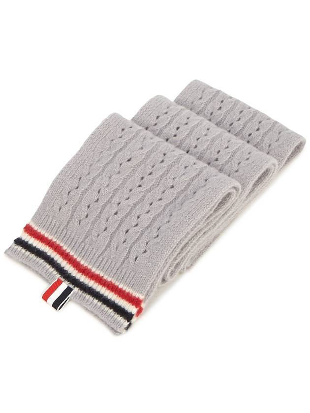 Wool Silk Cable Pointelle Muffler Light Grey - THOM BROWNE - BALAAN 3