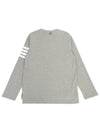 4-Bar Striped Cotton Long Sleeve T-Shirt Light Grey - THOM BROWNE - BALAAN 3