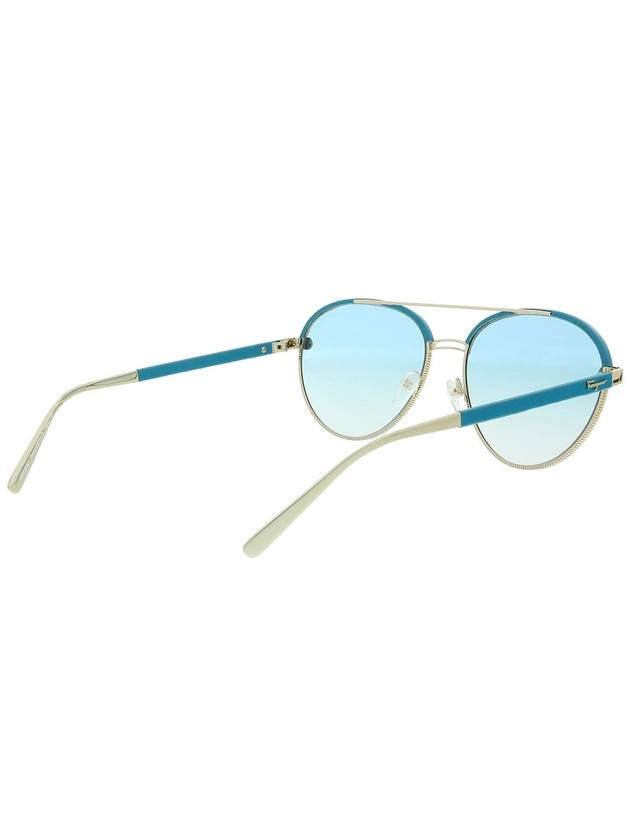 Turquoise Leather Aviator Women's Sunglasses - SALVATORE FERRAGAMO - BALAAN 5