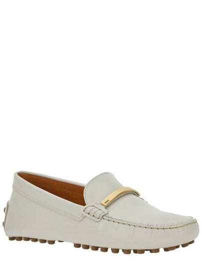 White Loafers With Logo Plaque And Rubber Sole In Leather Woman - TOD'S - BALAAN 2