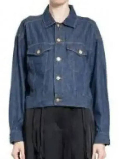 Boxy Cropped Denim Jacket Blue - CELINE - BALAAN 2