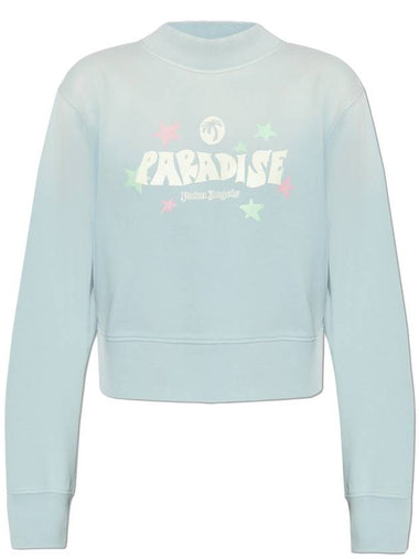 Palm Angels Sweatshirt With Logo, Women's, Light Blue - PALM ANGELS - BALAAN 1