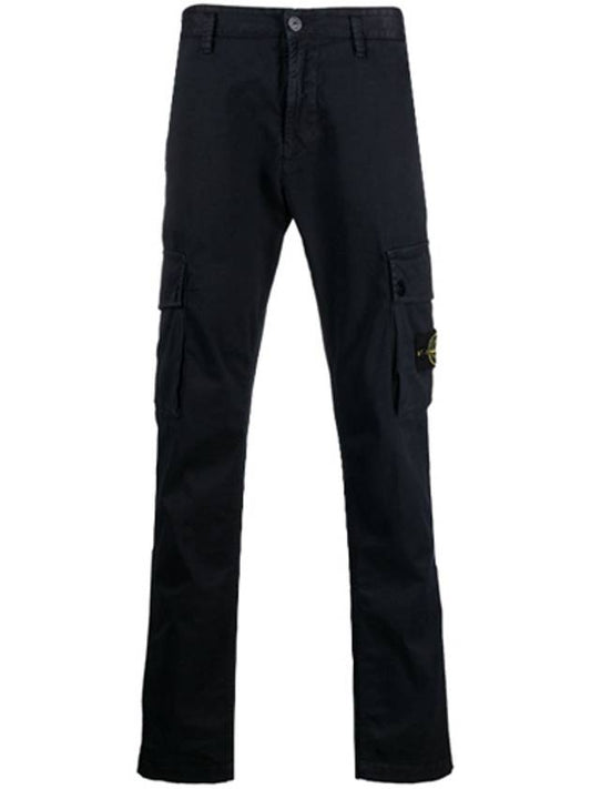 Garment Dyed Old Effect Stretch Broken Twill Cotton Cargo Pants Black - STONE ISLAND - BALAAN 2