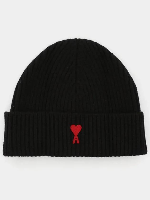 Heart Logo Wool Beanie Black - AMI - BALAAN 4