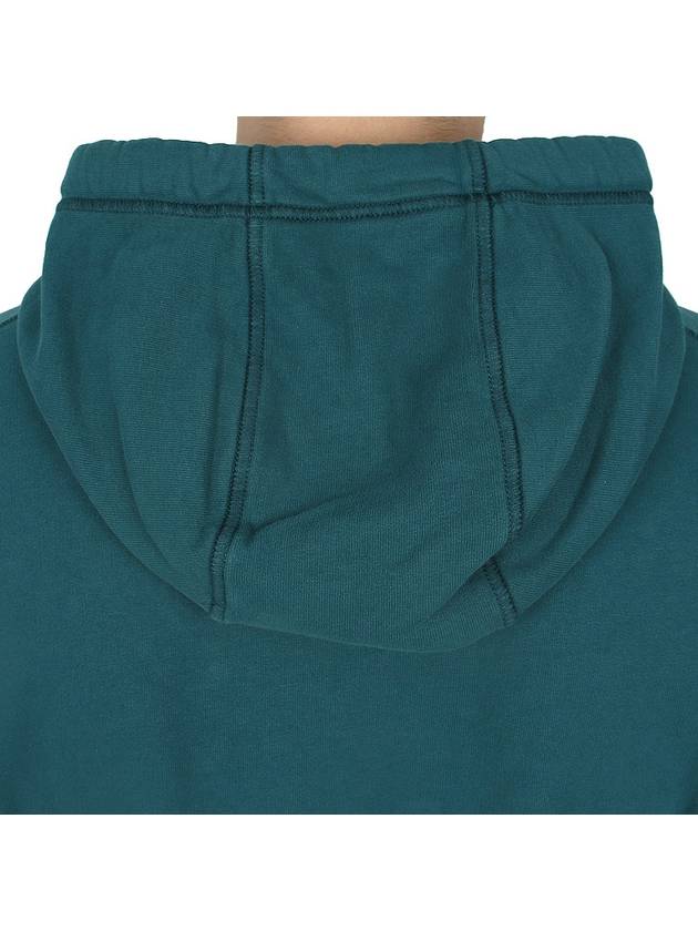 Tape For Print Brushed Cotton Fleece Hoodie Petrol Green - STONE ISLAND - BALAAN 10