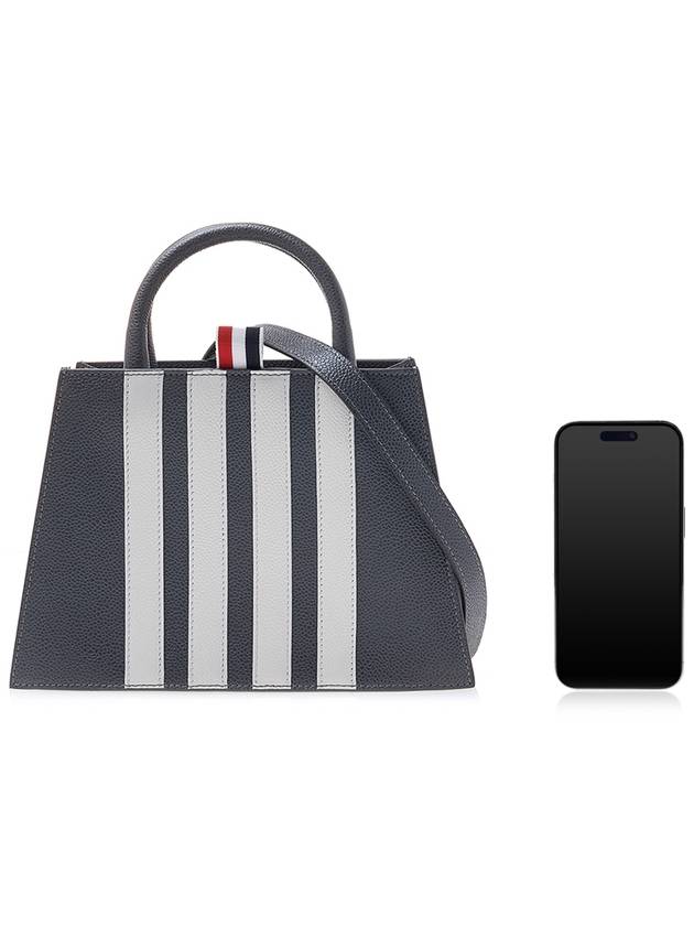 Pebble Grain Leather 4 Bar Mini Trapeze Tote Bag Dark Gray - THOM BROWNE - BALAAN 7