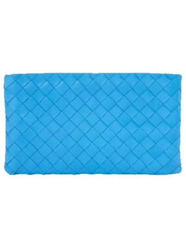 Intrecciato Medium Clutch Bag Blue - BOTTEGA VENETA - BALAAN 3