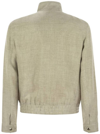 Linen, wool and silk diagonal bomber jacket - BRUNELLO CUCINELLI - BALAAN 2