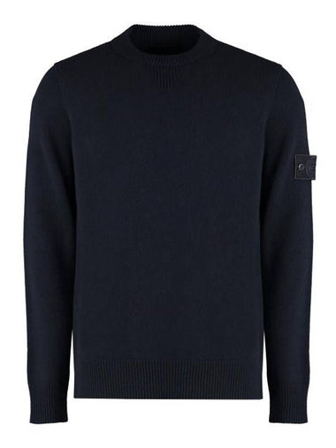 Compass Badge Wool Knit Top Navy - STONE ISLAND - BALAAN 1