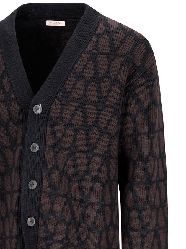 Iconography Wool Cardigan Brown - VALENTINO - BALAAN 4