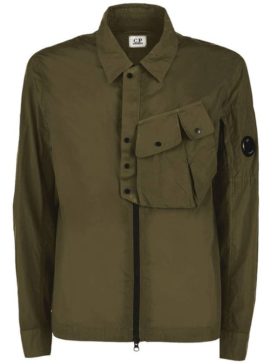 Lens Chrome Overshirt Zip-Up Jacket Khaki - CP COMPANY - BALAAN 1