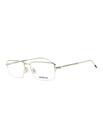 Eyewear Rectangle Semi-Rimless Metal Eyeglasses Gold - MONTBLANC - BALAAN 1