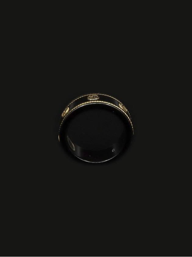 18K Yellow Gold Black Corundum Band Interlocking G Icon Ring No 6 606826 - GUCCI - BALAAN 3