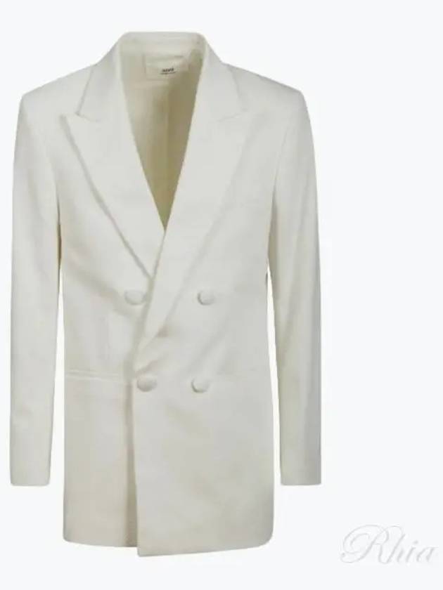 Double Brested Tailored Jacket White - AMI - BALAAN 2