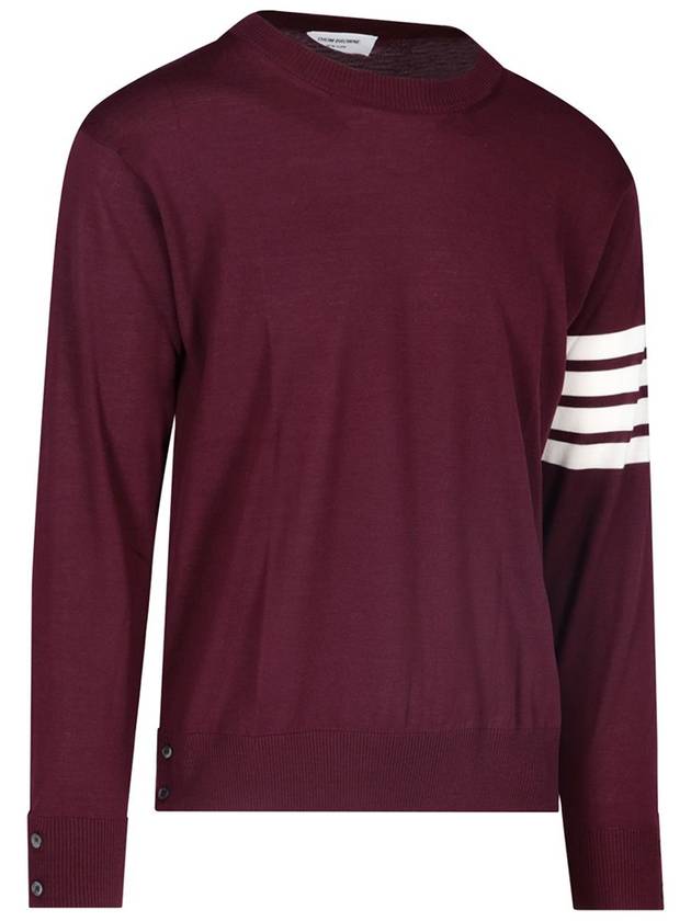 4 Bar Armband Classic Merino Wool Knit Top Burgundy - THOM BROWNE - BALAAN 3