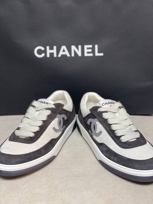 CC Logo Suede Kidskin Low Top Sneakers Black - CHANEL - BALAAN 5