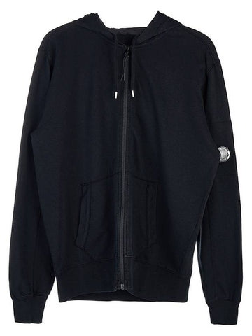 Lens Wappen Light Fleece Zip Up Hoodie Black - CP COMPANY - BALAAN 1