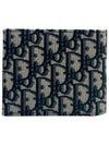 Compact Wallet Beige & Black  Oblique Jacquard - DIOR - BALAAN 4