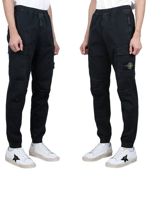 Stretch Cotton Cargo Straight Pants Black - STONE ISLAND - BALAAN 4