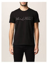 Embroidered Logo Short Sleeve T-Shirt Black - ALEXANDER MCQUEEN - BALAAN 2