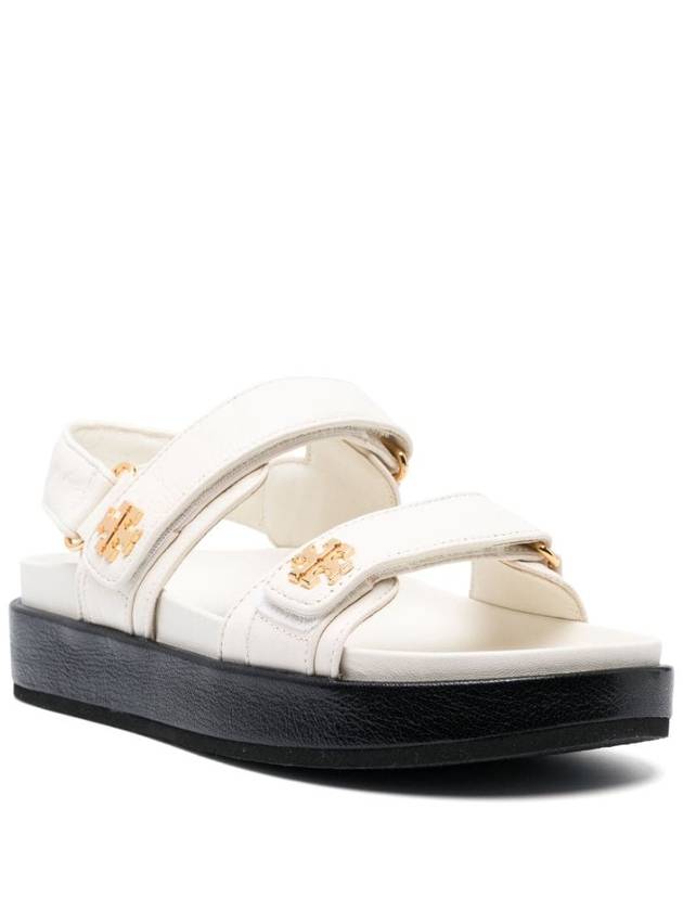 Kira Sports Logo Leather Sandals New Ivory - TORY BURCH - BALAAN 3