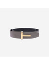 T Buckle Reversible Leather Belt Black Ash Grey - TOM FORD - BALAAN 1