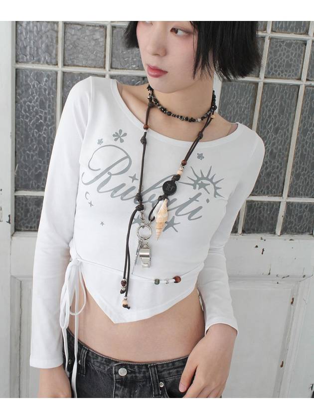 Sunrise Wide Neck Strap Crop Tshirt_WHITE Women's Long Sleeve TShirt - RUBATI - BALAAN 2