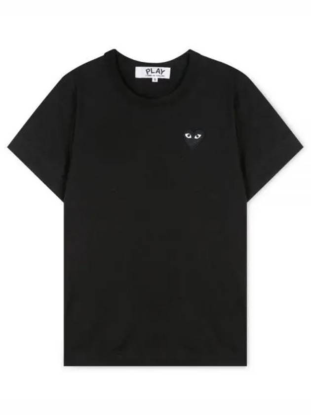 Women's Small Black Heart Logo Short Sleeve T-Shirt Black - COMME DES GARCONS - BALAAN 2