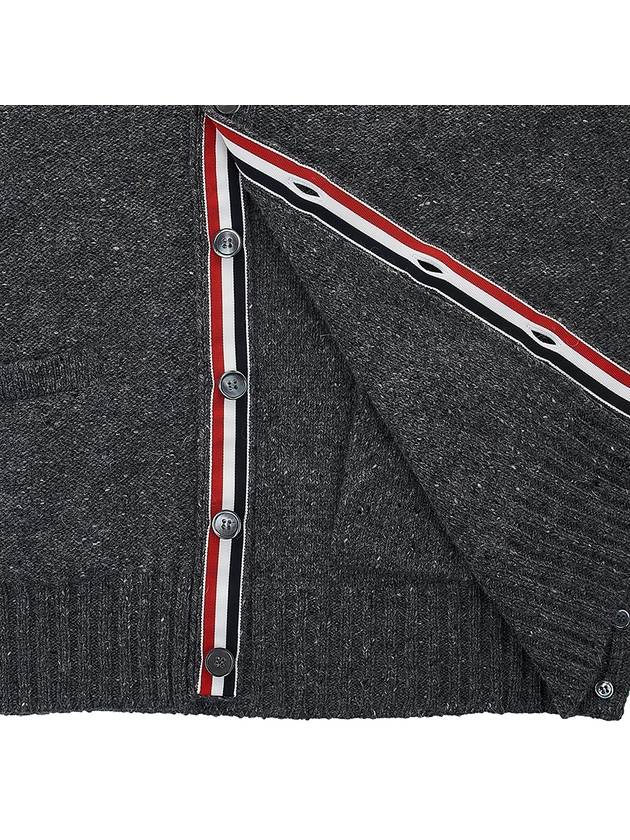 Reverse Jersey Stitch Donegal 4-Bar V-Neck Cardigan Grey - THOM BROWNE - BALAAN 10