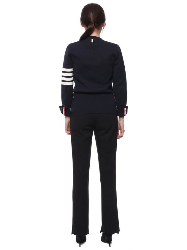 4-Bar Milano Stitch Crew Neck Knit Top Navy - THOM BROWNE - BALAAN 6