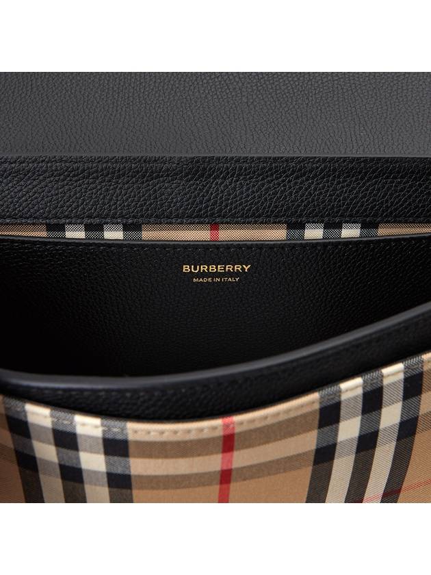 Leather and Vintage Check Note Crossbody Bag Black - BURBERRY - BALAAN 11