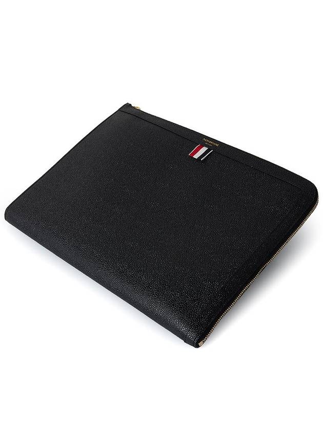 Three Stripes Tab Pebble Document Folio Clutch Bag Black - THOM BROWNE - BALAAN 5