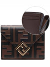 FF Diamond Leather Half Half Wallet Brown - FENDI - BALAAN 3