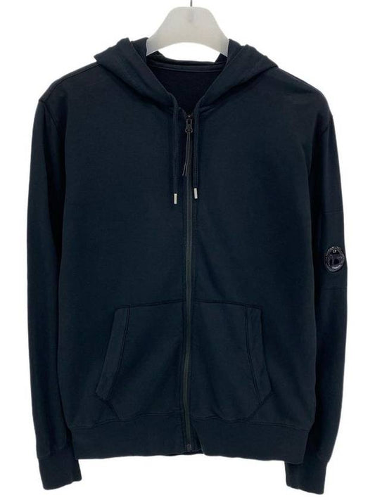 Lens Wappen Light Fleece Zip Up Hoodie Black - CP COMPANY - BALAAN 2