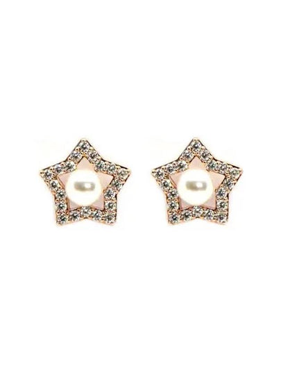 Stella Pearl Star Stud Earrings Rose Gold - SWAROVSKI - BALAAN 2