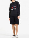 Big Fox Embroidery Round Neck Cotton Sweatshirt Black - MAISON KITSUNE - BALAAN 5