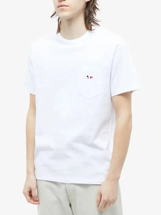 Tricolor Fox Patch Classic Pocket Short Sleeve T-Shirt White - MAISON KITSUNE - BALAAN 5