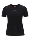 T Leg D Regular Fit Cotton Short Sleeve T-Shirt Black - DIESEL - BALAAN 2