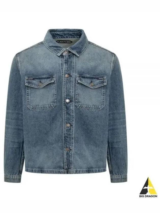 Logo Label Denim Jacket Blue - TOM FORD - BALAAN 2