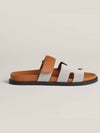 Chypre Canvas Calfskin Sandals Pronoir Natural - HERMES - BALAAN 5