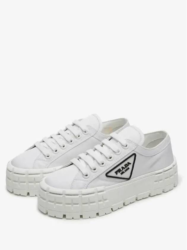 Double Wheel Re-Nylon Gabardine Low-Top Sneakers White - PRADA - BALAAN 4