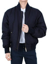 4 Bar Oversized Down Bomber Jacket Navy - THOM BROWNE - BALAAN 4