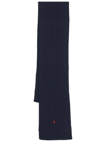 Pony Cable Knit Scarf Navy - POLO RALPH LAUREN - BALAAN 1