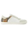 Check Leather Suede Sneakers Natural White Archive Beige - BURBERRY - BALAAN 3