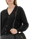 Heart Logo Wool Cardigan Black - AMI - BALAAN 8