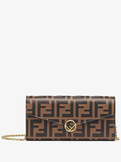 FF Logo Strap Chain Long Wallet Brown - FENDI - BALAAN 2